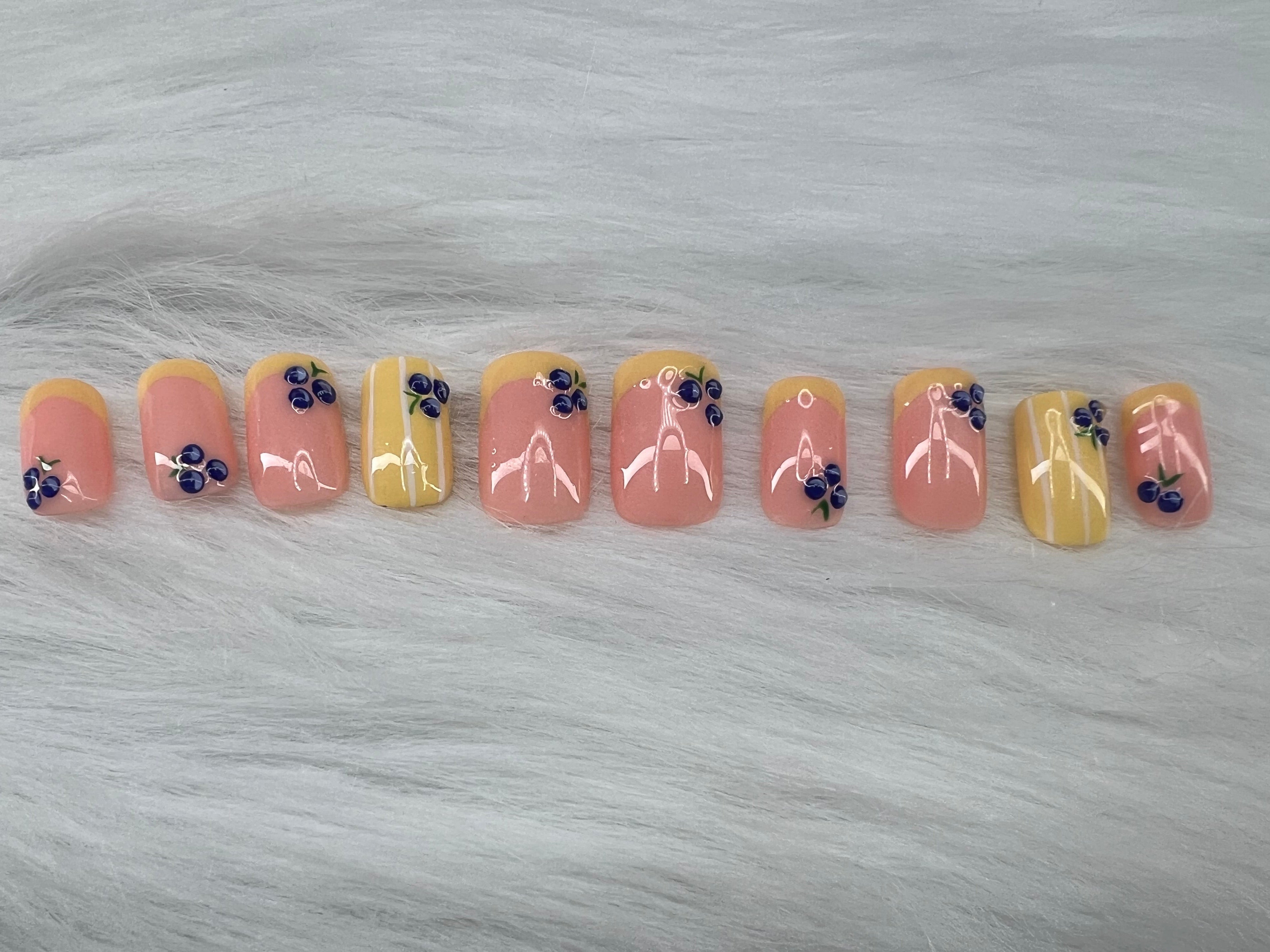 Yellow Blueberry Nails