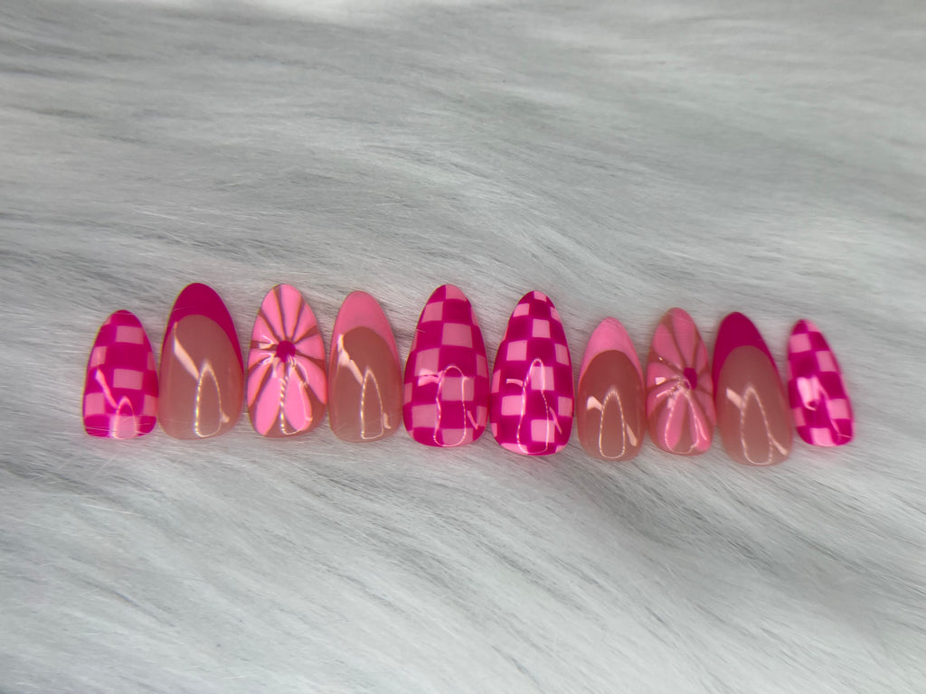 Pink Checkered & Flower